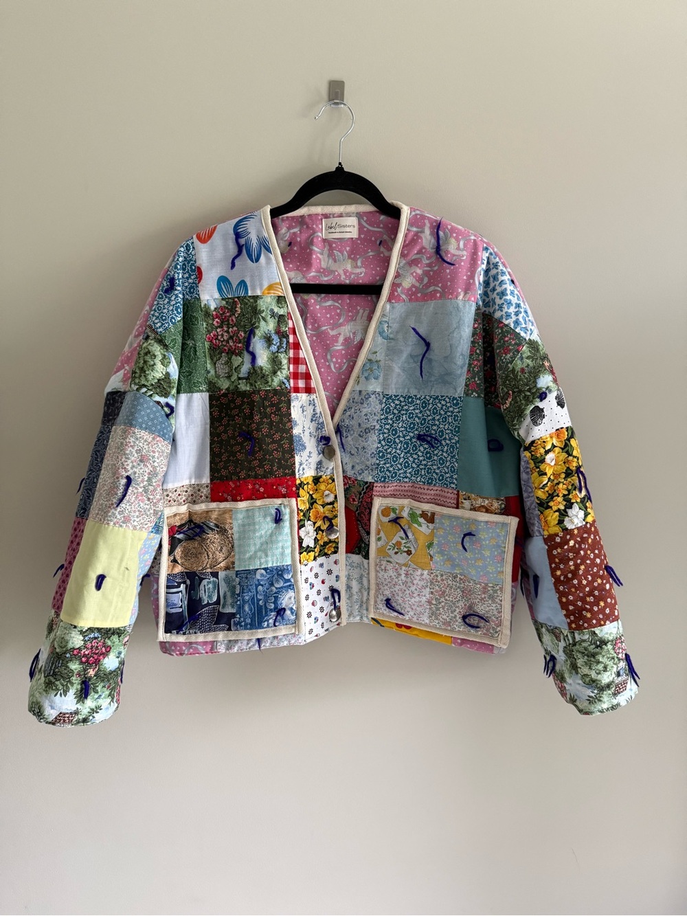 ⭐️ 6. Quilted jacket SHORT -multi knots- upcycled handmade vintage